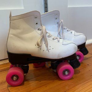Impala cloud white quad roller skate pink wheels size 8 women AND pads